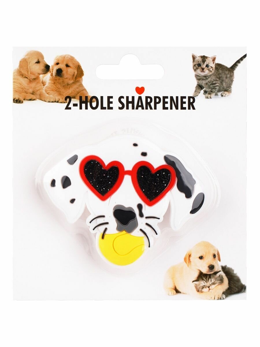 Точилка пластиковая "Кот и пес" 2 отверстия, блистер (5 шт), SHR_53500
