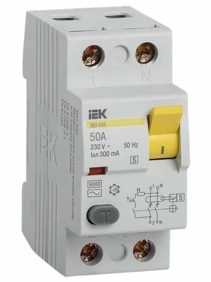 Выключатель дифференциального тока (УЗО) ВД1-63S, 2п, 50А, 300мА, тип ACS.