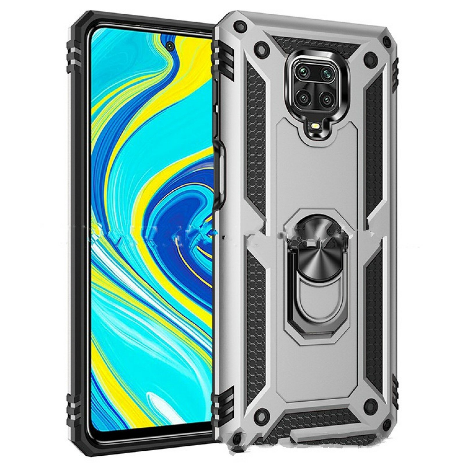 Чехол-бампер MyPads для Xiaomi Redmi Note 9S / Redmi Note 9 Pro / Pro Max серебристый усиленный противоударный