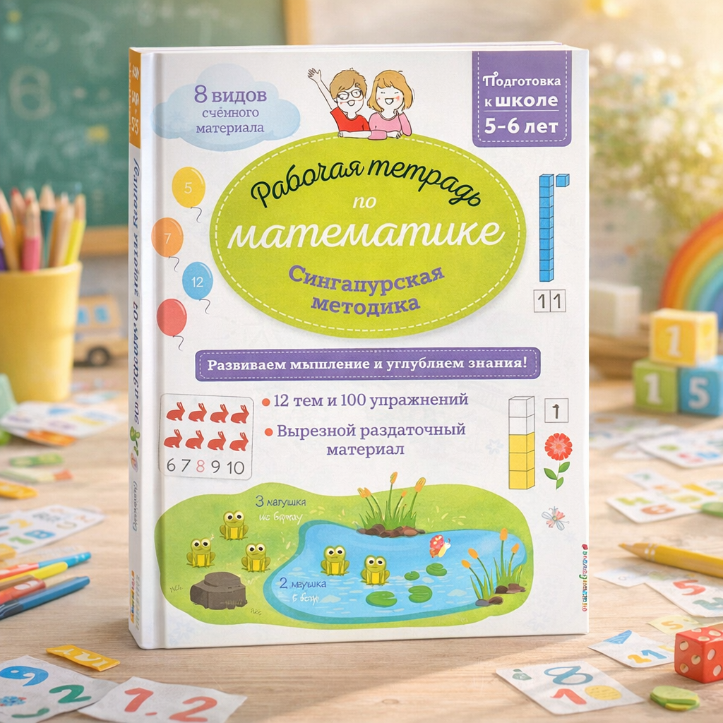 Рабочая тетрадь по математике — Сингапурская методика, подготовка к школе 5–6 лет