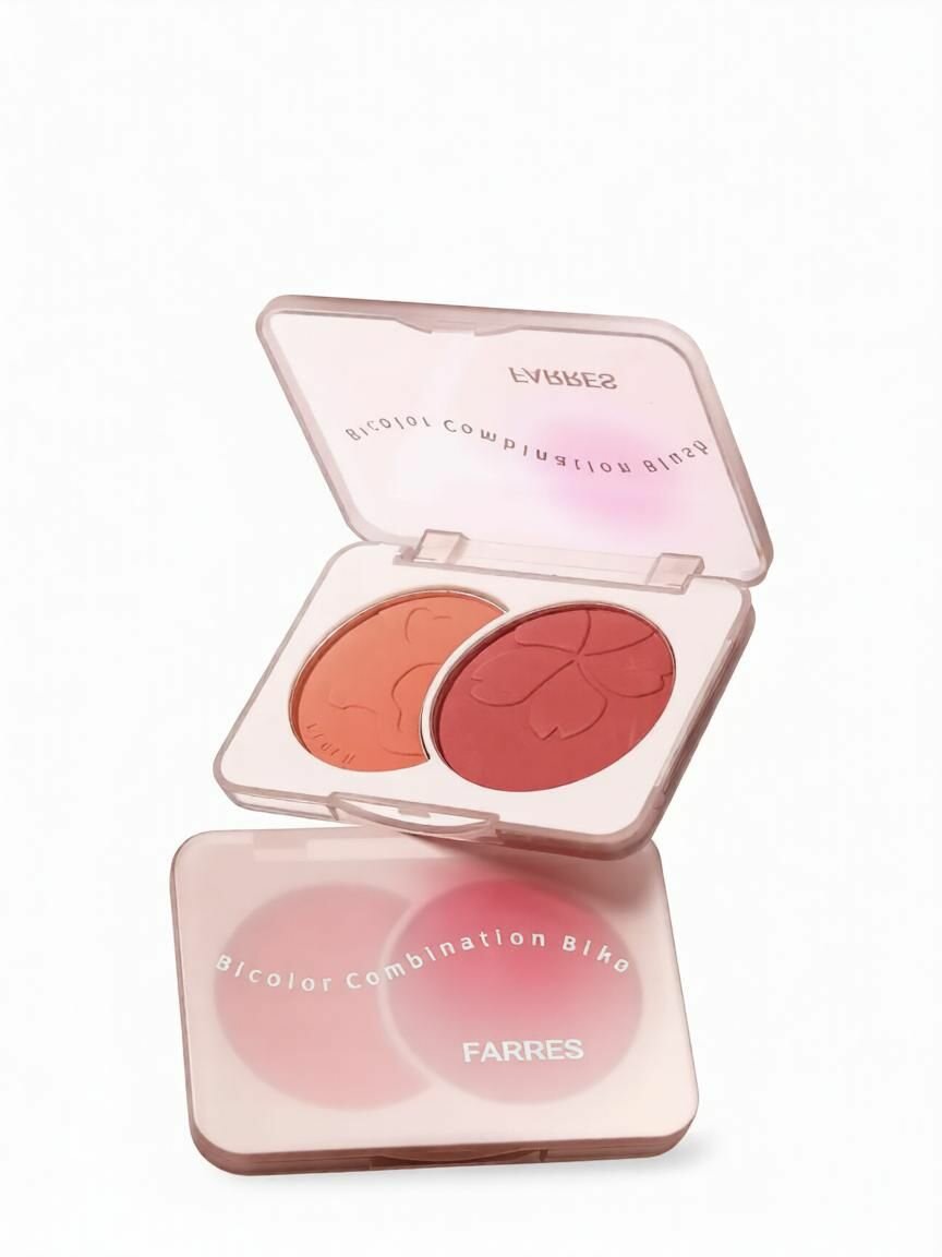 Румяна FARRES 2117-01 компактные двухцветные коралл вишня