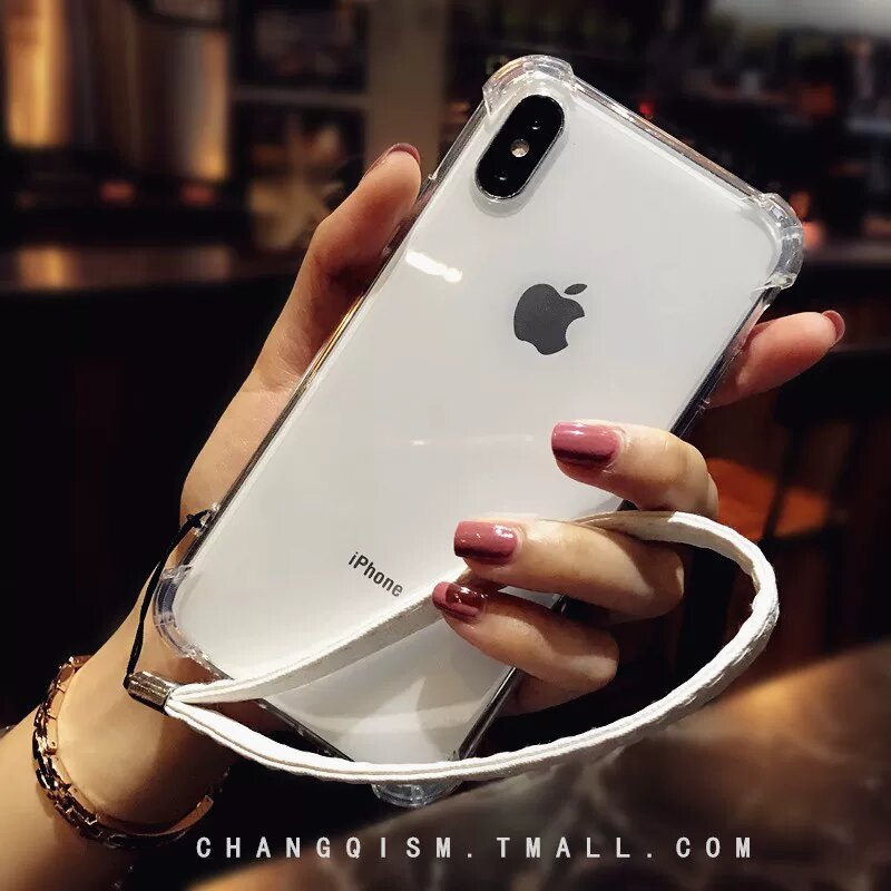 IPhone 6 Plus Прозрачный чехол с лямкой и полной защитой краев - прозрачная силиконовая оболочка для iPhone 6 Plus