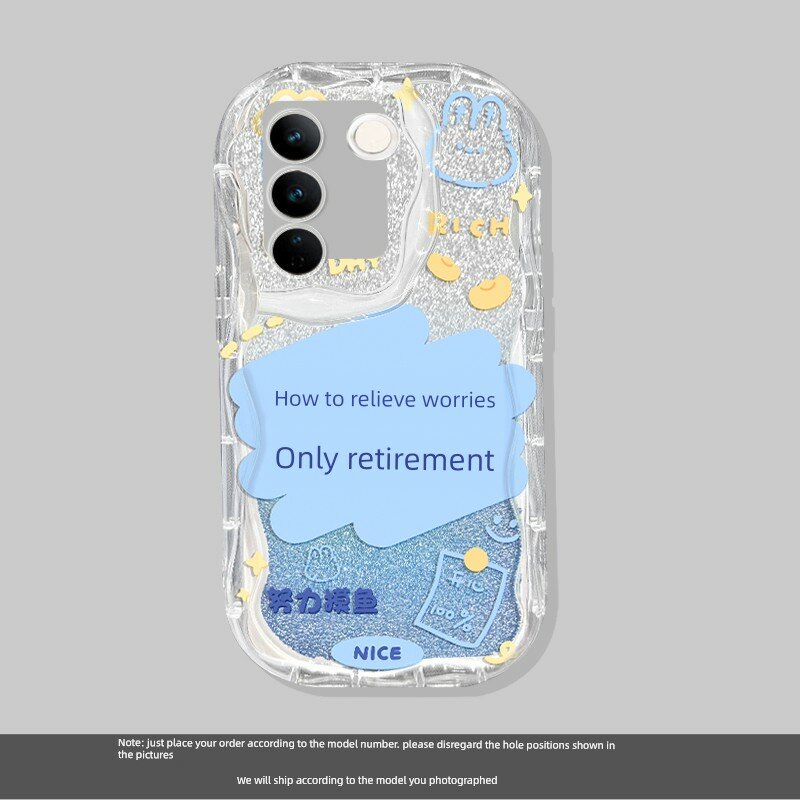 Чехол для VIVO S16 Pro с кремовой рамкой, синим блеском, прозрачный силиконовый защитный чехол