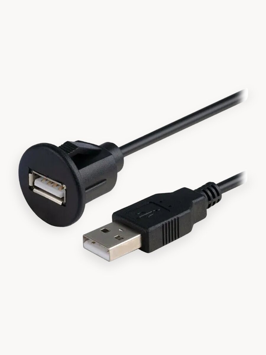 Удлинитель USB BIRDVIEW 360°, экранированный, для авто, 1 м, черный