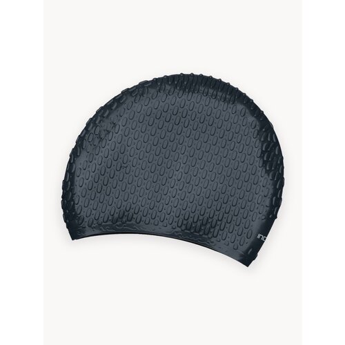 Шапочка для плавания силиконовая длинные волосы рифленая INDIGO 56-61 Черный