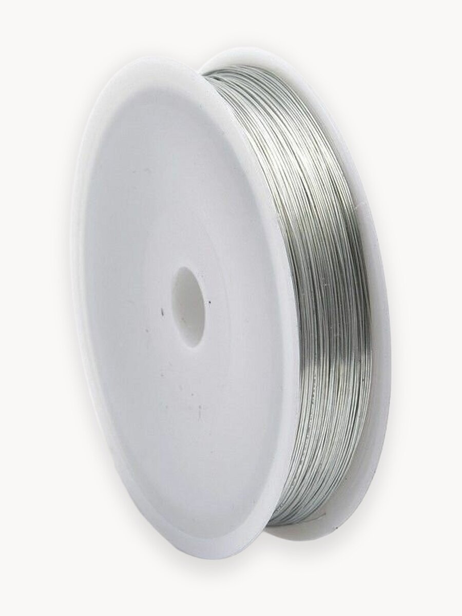 Проволока для бисера, рукоделия 0,5мм х 30метров, флористическая вязальная, оцинкованная серебристая