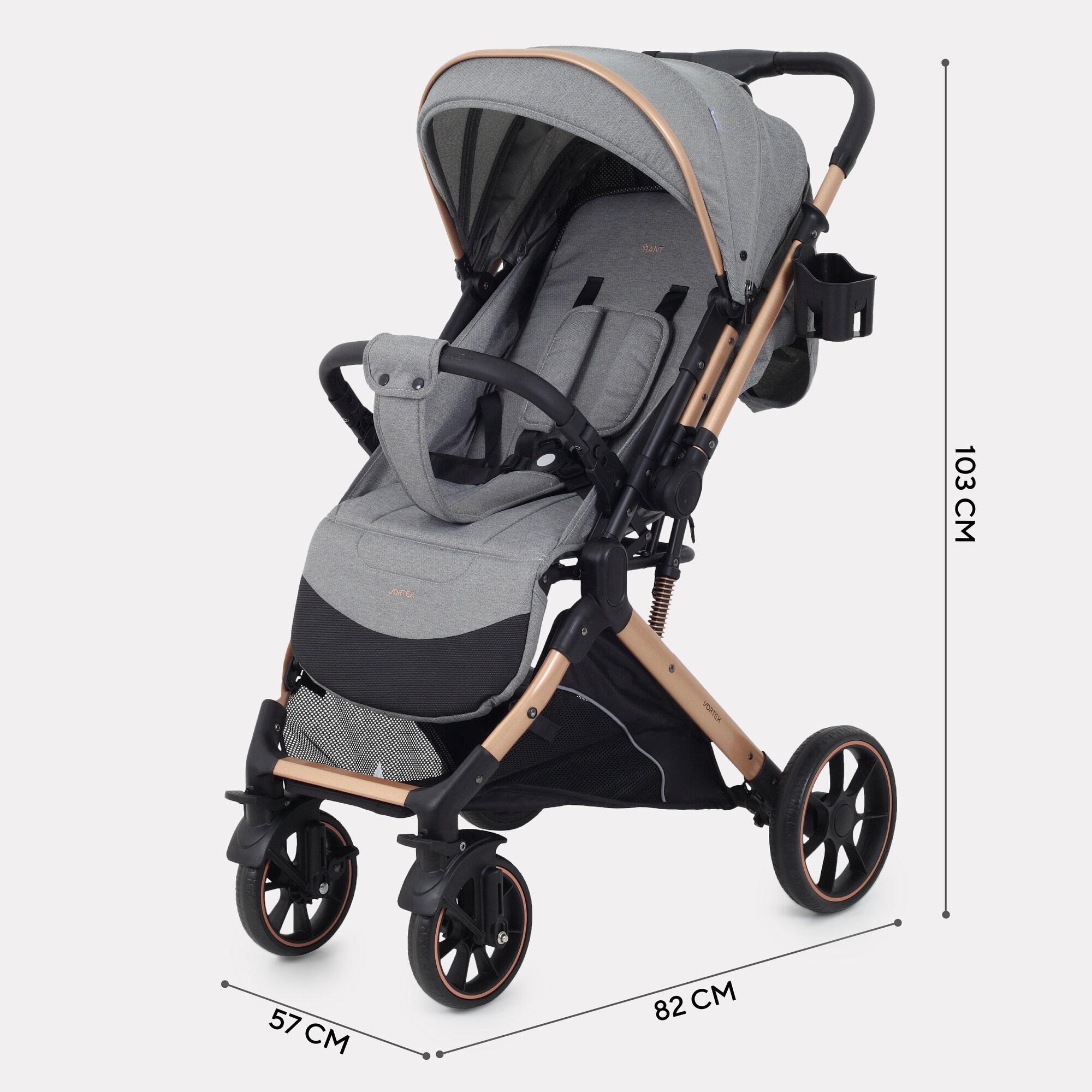Коляска прогулочная с перекидной ручкой Rant Basic Vortex RA304, Grey — фото 1