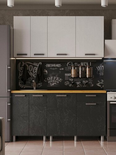 Изображение товара Кухонный гарнитур Григгс МДФ 1,6м камень светлый/камень темный со столешницей