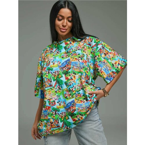 фото Футболка lovetex.store базовая коллекция, 1 шт., размер 56-66, розовый, голубой, оранжевый, мультиколор