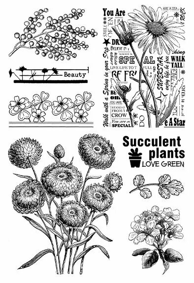 Винтажный силиконовый штамп цветок 11*16 см D