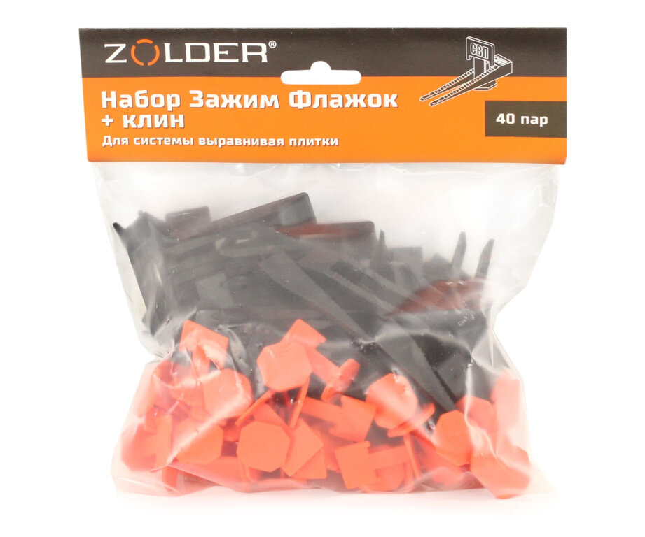 Набор Зажим Флажок + клин 40 пар Master Для системы выравнивая плитки Zolder 336859/15