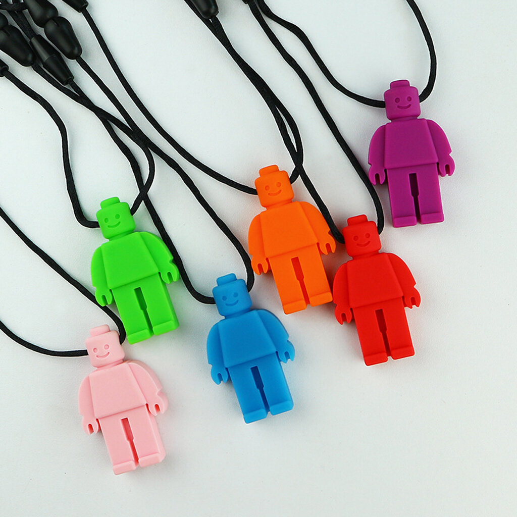 Картинки Robot Sensory Chew Necklace Brick Kids Chewy Silicone Biting Teether Toy for Oral Motor Anxiety Autism