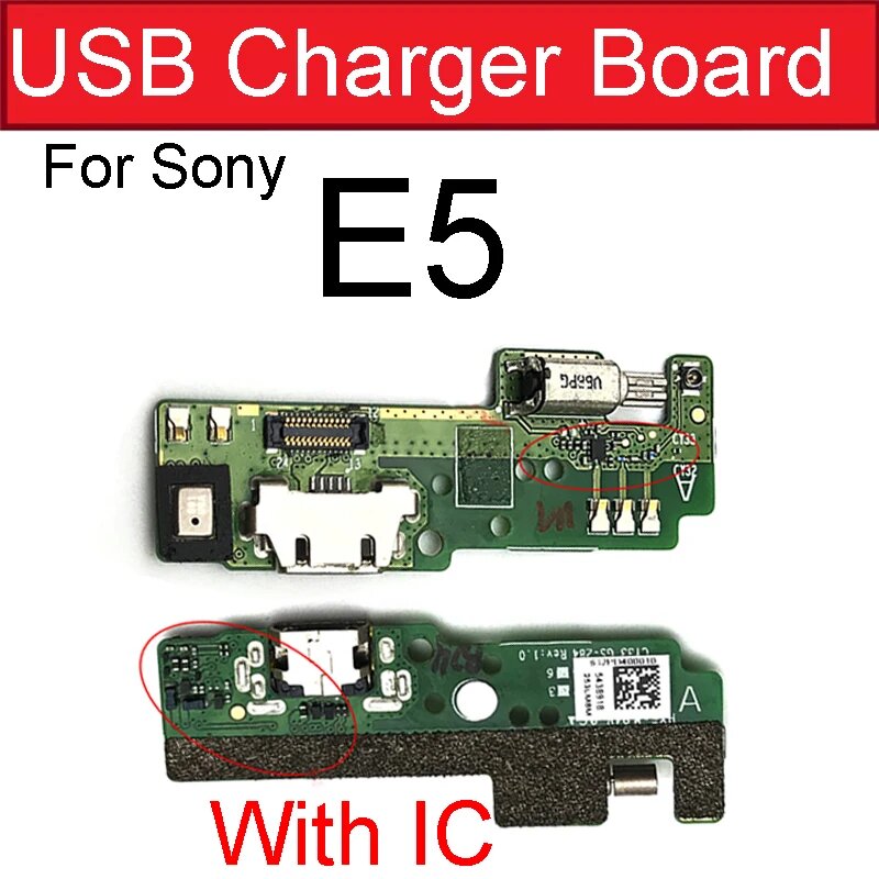 USB-разъем для зарядного устройства для Sony Xperia E5 F3311 F3313, зарядный порт, вибратор, мотор, микрофон, гибкий кабель, плата, запасные части, with ic