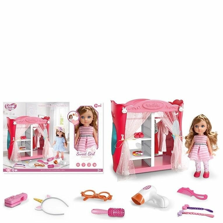 Кукла КНР 30 см, в брюках со шкафом и аксессуарами, с дополнительной одеждой, в коробке