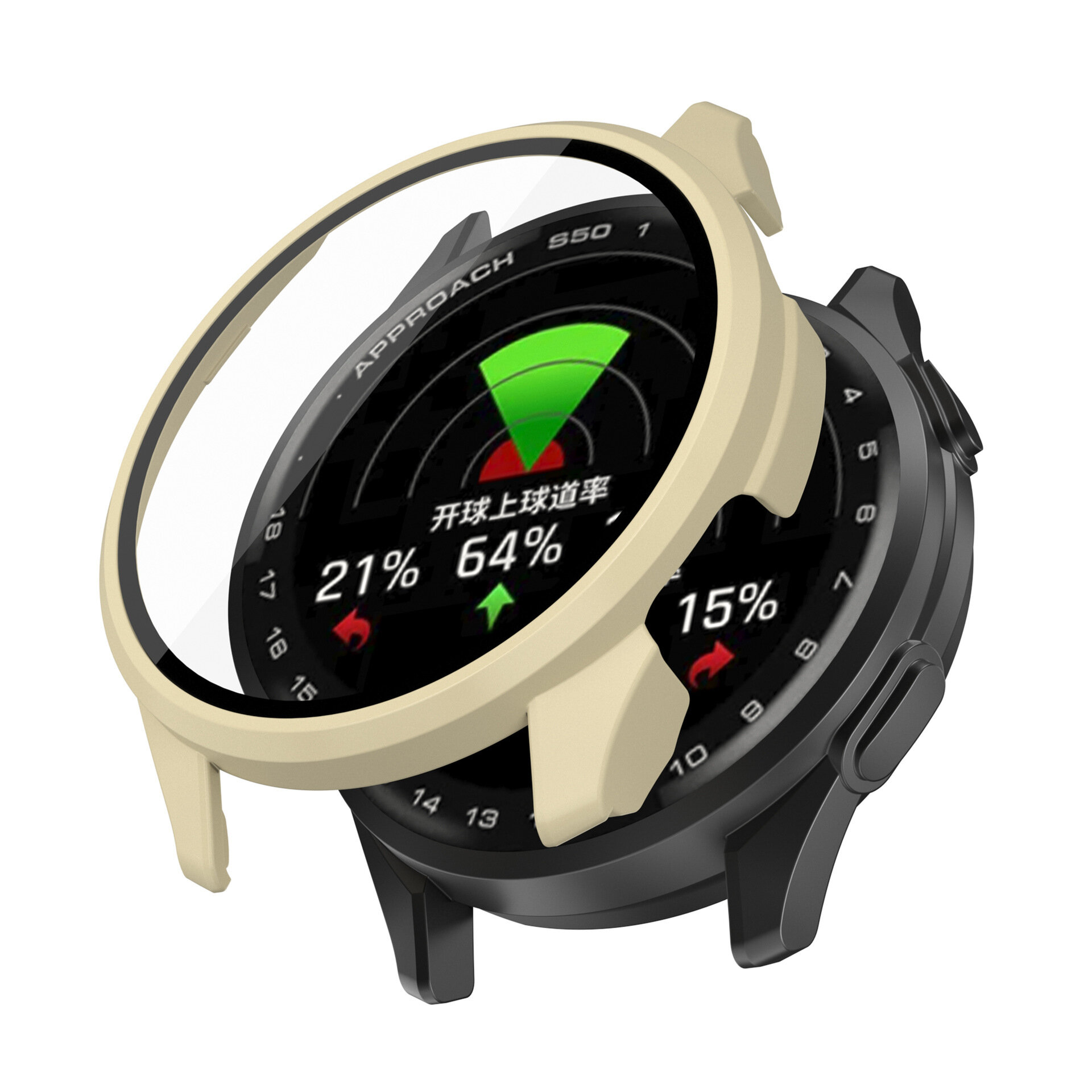 Чехол с защитным стеклом для Garmin Approach S50, слоновая кость, полная защита, полный чехол