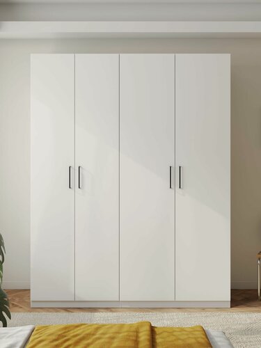 Изображение товара Распашной шкаф для одежды и хранения вещей Стайл с полками, с ящиком, со штангой, с доводчиками, 180х60.6х229.3 см, Белый