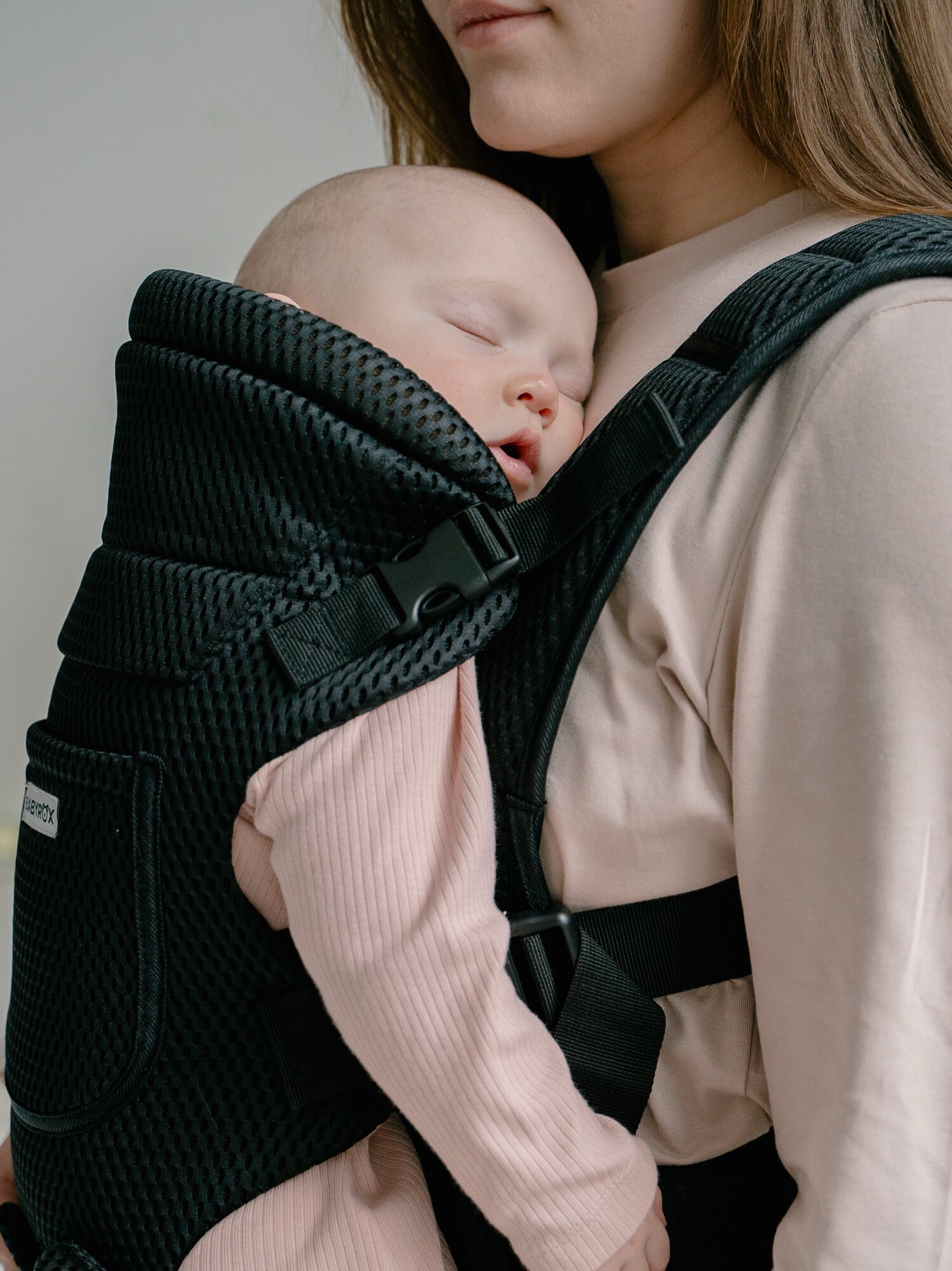 Картинки Эргорюкзак для новорожденных кенгуру слинг переноска BABYROX Comfort 3D Mesh черный