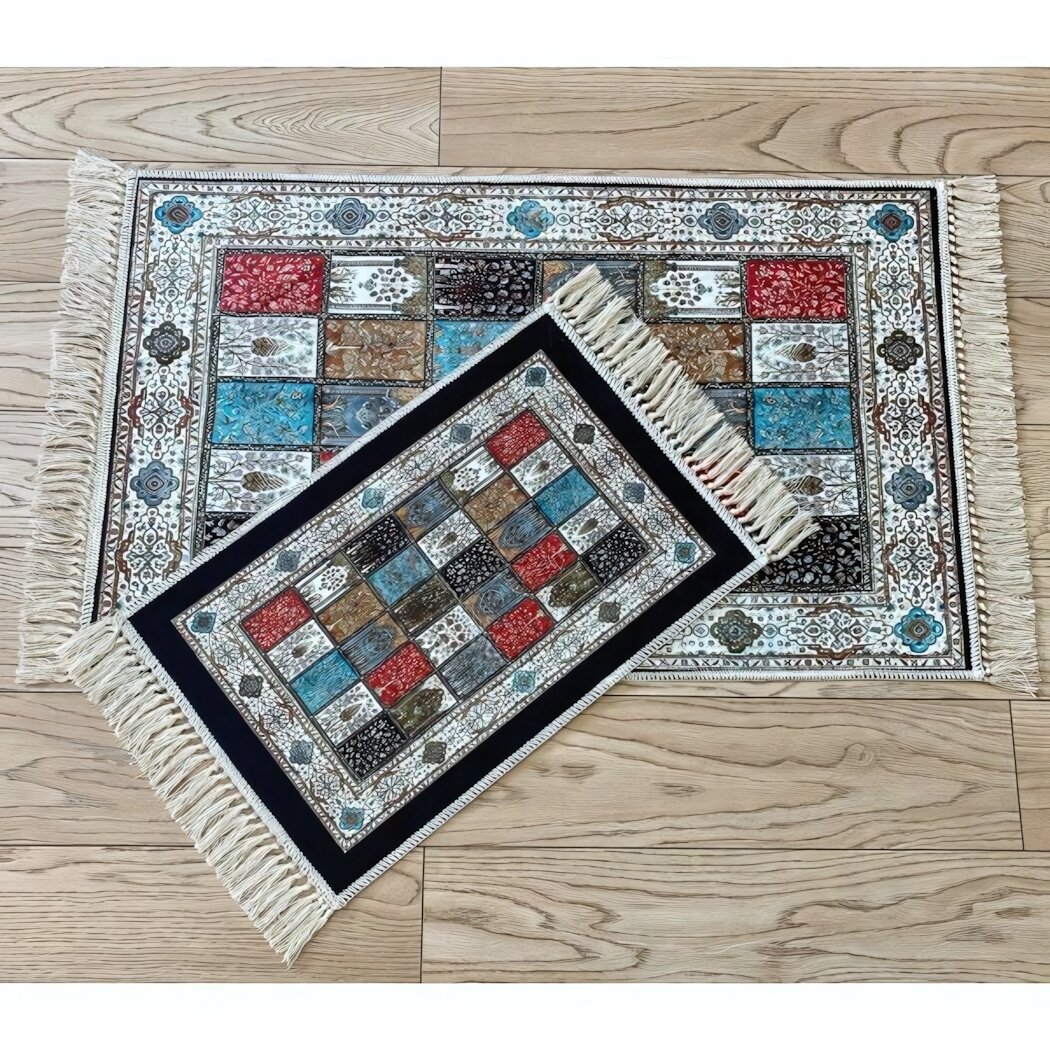 Набор ковриков DECORATIVE 55х85 и 45х55 см яркий узор бахрома