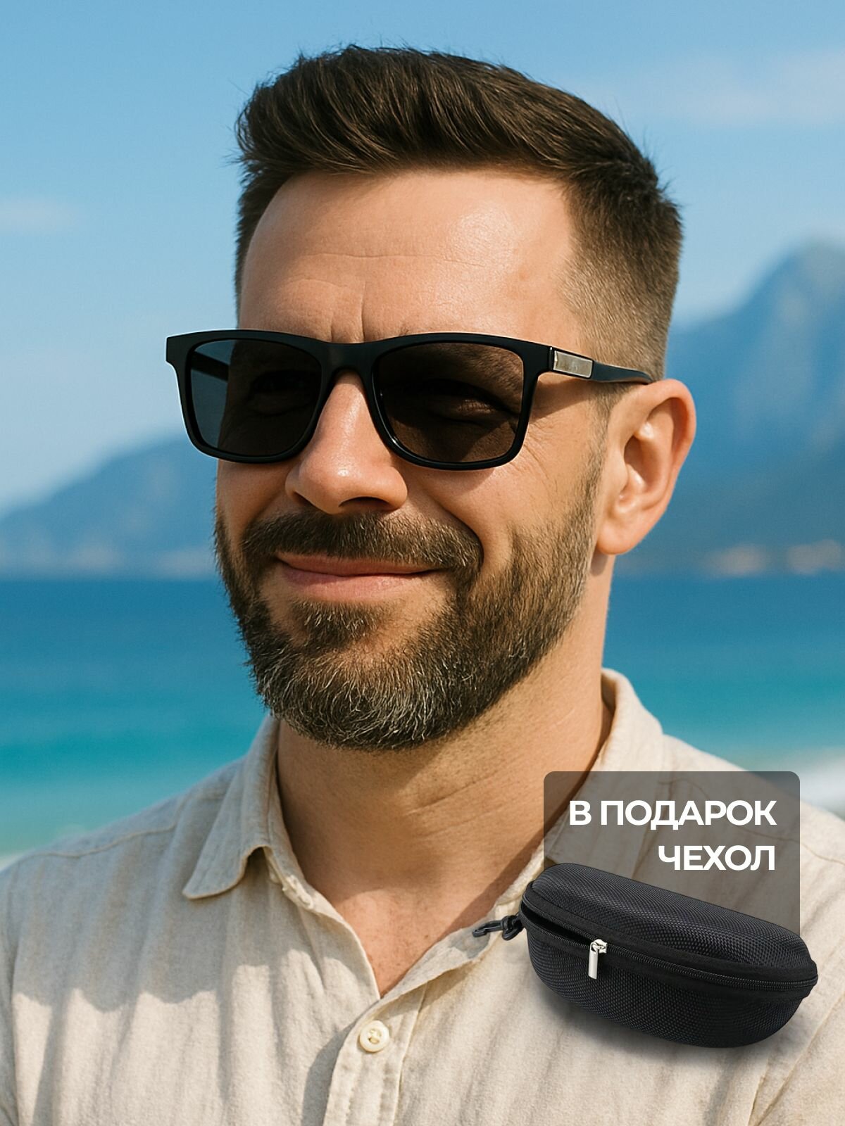 Солнцезащитные очки Besterry, черный, серый — фото 1