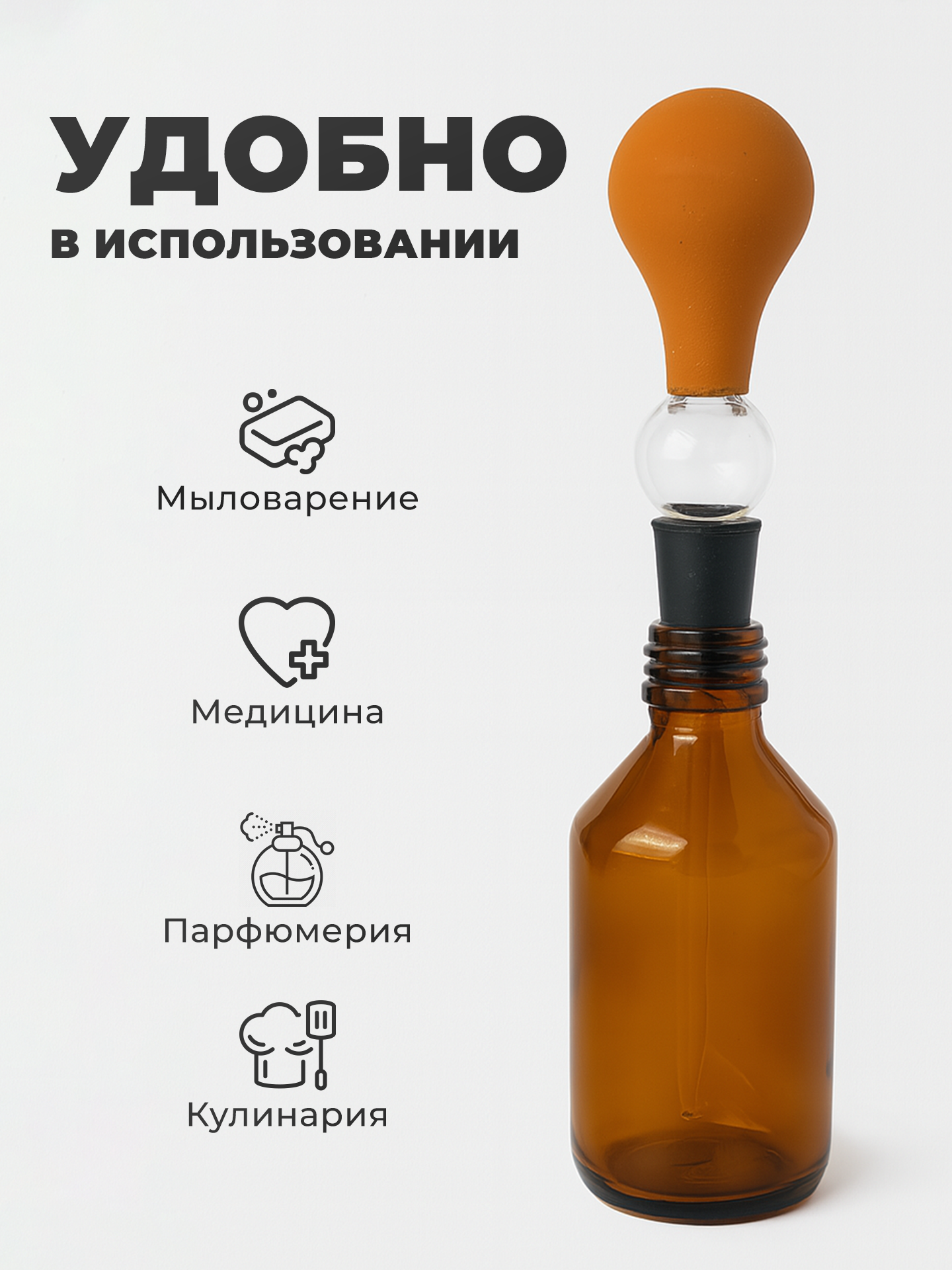 Изображение Пипетка капельница с резиновой грушей и флаконом 100мл