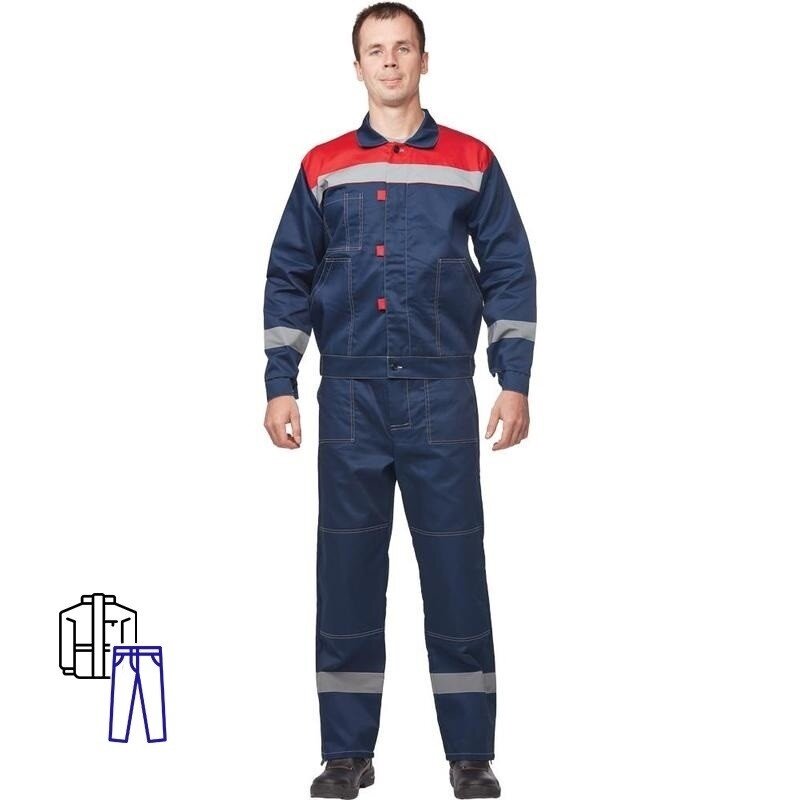 Костюм рабочий КНР летний мужской л20-КБР синий красный размер 48-50 рост 170-176 см (л20-КБР муж син/крас)