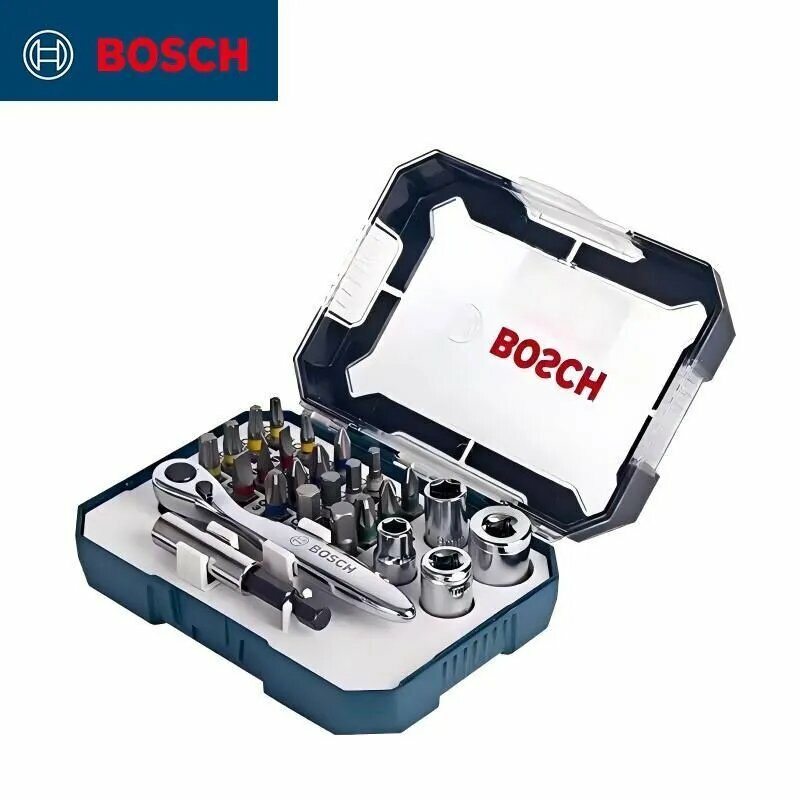 BOSCH трещоточный ключ 26 предметов набор отверток насадки для электроинструмента 2607017407