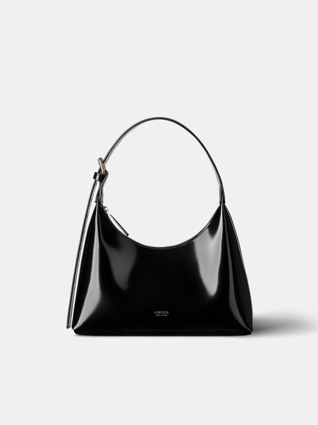 Сумка хобо LUCCA, фактура лаковая, гладкая, black