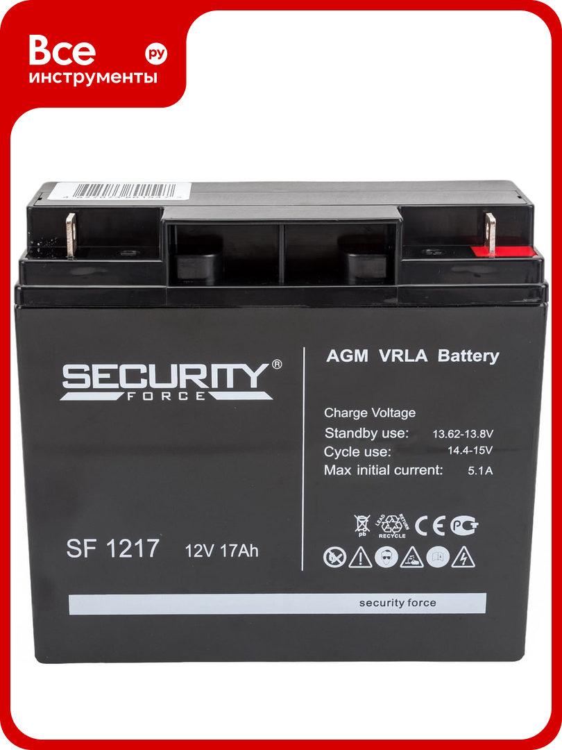 Батарея Security Force SF1217, необслуживаемая, AGM, 12V, 17Ah