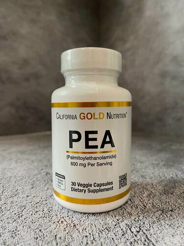 Изображение товара California Gold Nutrition PEA (Palmitoylethanolamide), Калифорния Голд Нутришн ПЭА (пальмитоилэтаноламид), 30 вегетарианских капсул