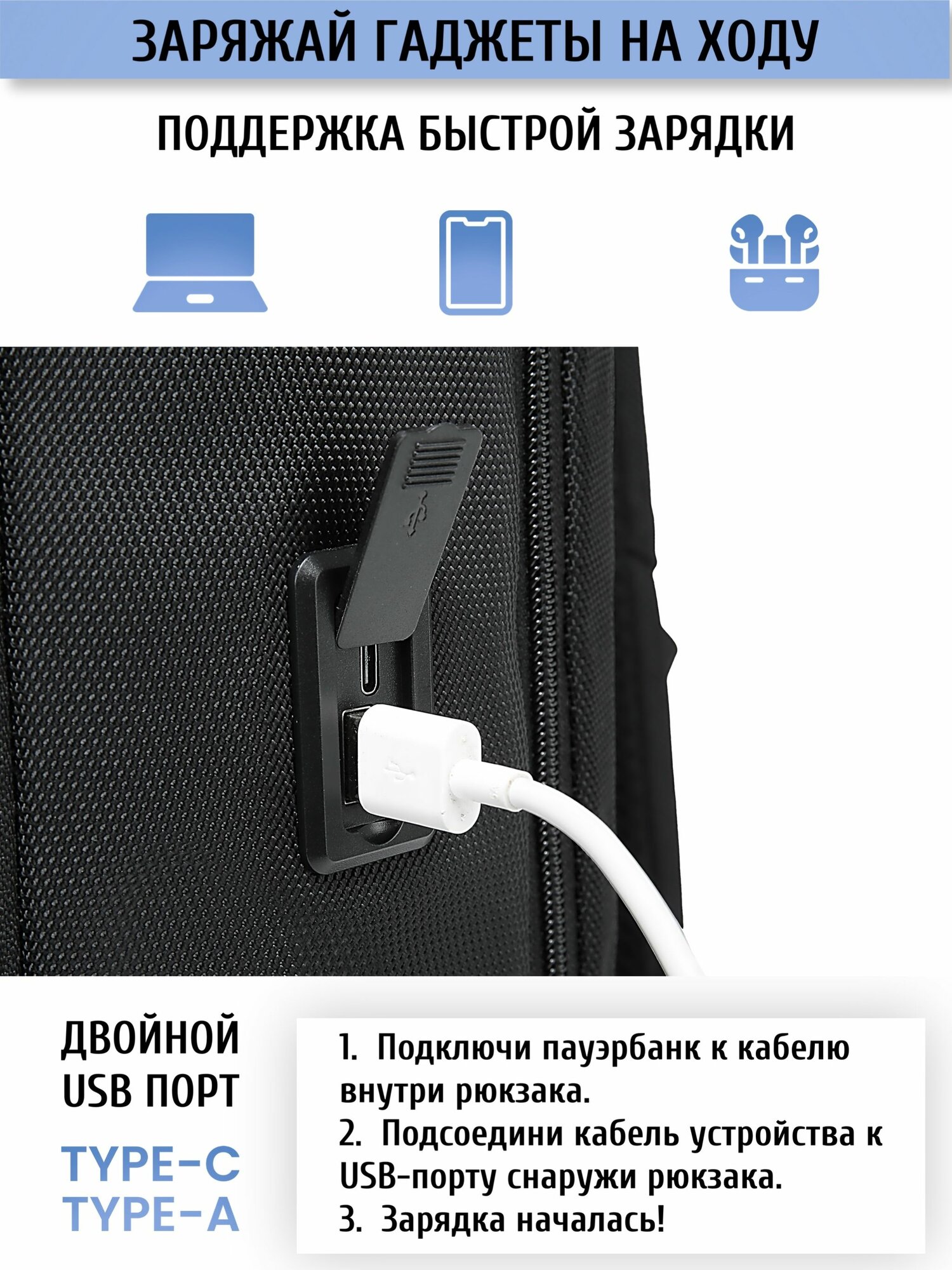 Сумка-рюкзак , 22 л, 15х45х32 см, ручная кладь, черный — фото 1