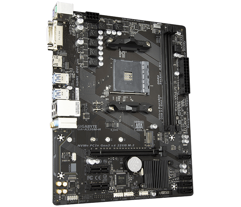 Материнская плата Gigabyte GA-A320M-H AM4 DDR4 M.2 Micro-ATX