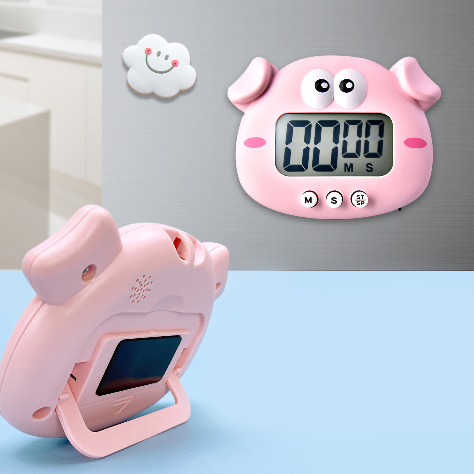 Картинки Цифровой таймер Animal Timer с магнитом для студентов, обратный отсчет 100 минут с батареей для кухни и использования с игрушкой Пегги-Пиг