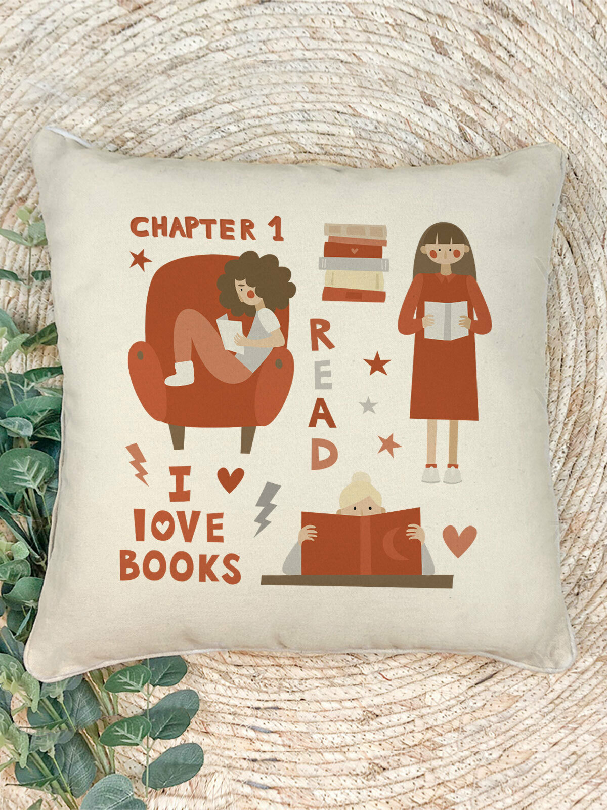 Наволочка для декоративной подушки Gerasim "Любимая книга", 41х41 см, эко-ткань хлопок/полиэфир