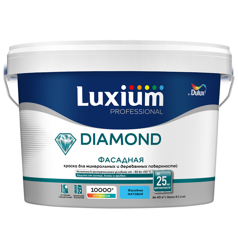 Краска DULUX DIAMOND фасадная для минеральных и деревянных поверхностей матовая белая база BW 25л