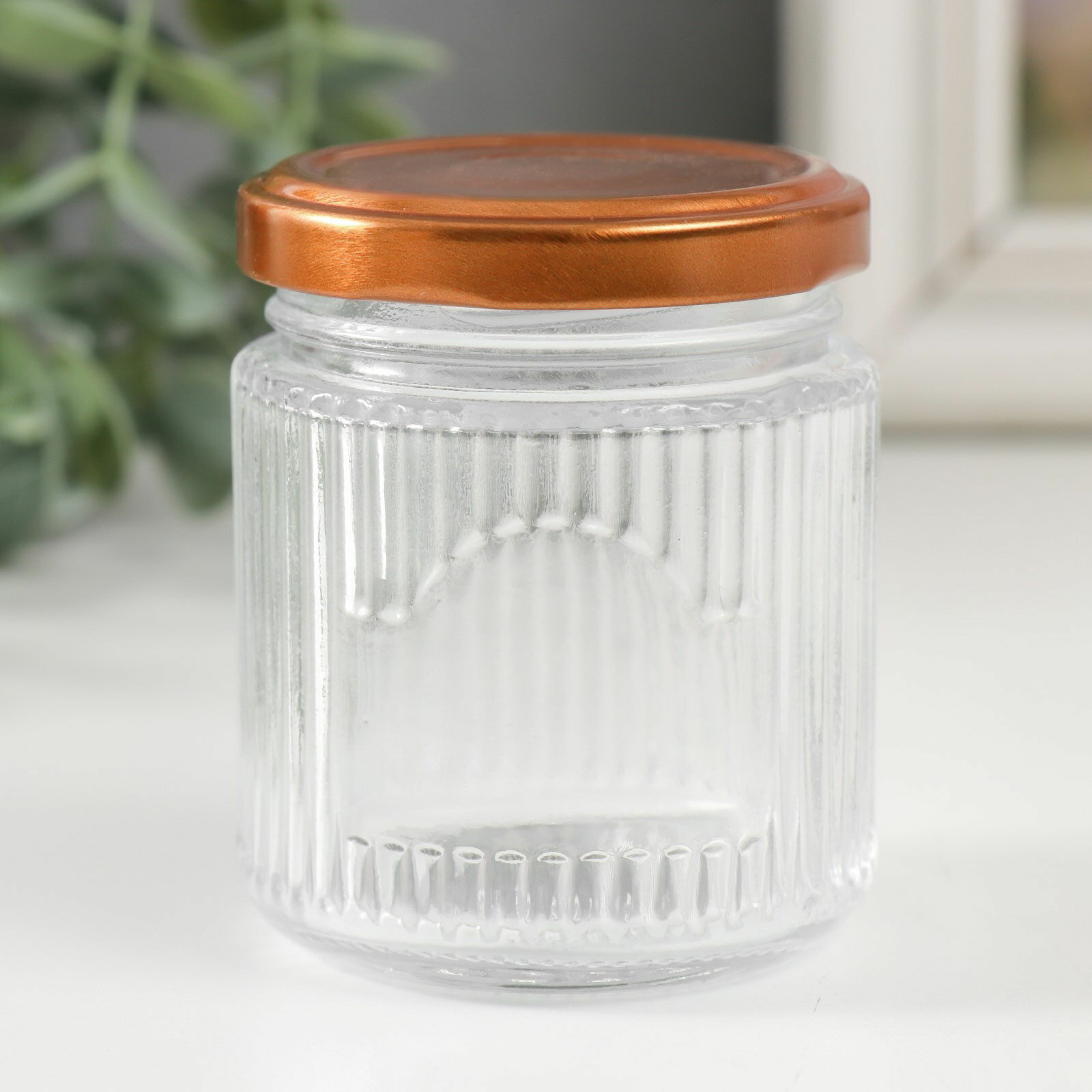Банка для свечей стеклянная с крышкой 