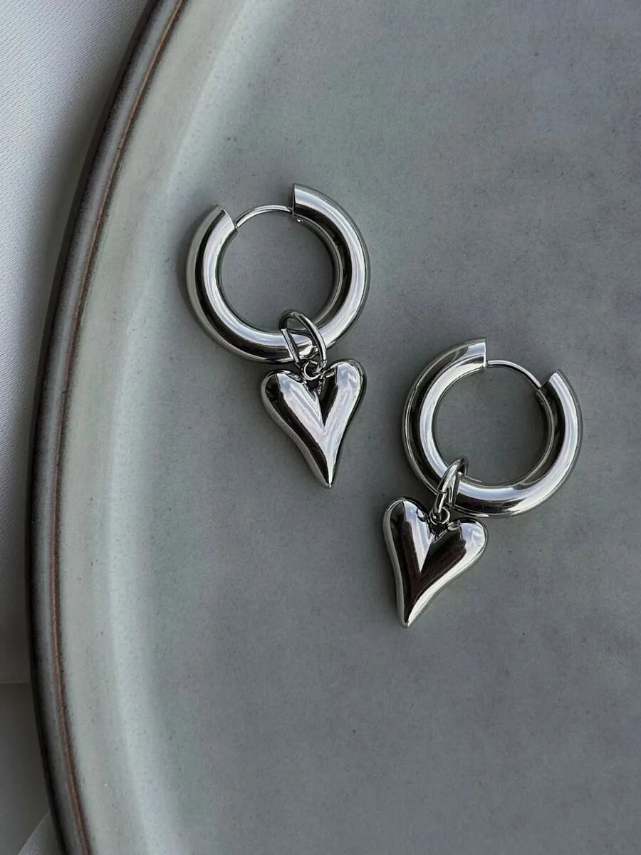 Серьги конго BLUE jewelry серый