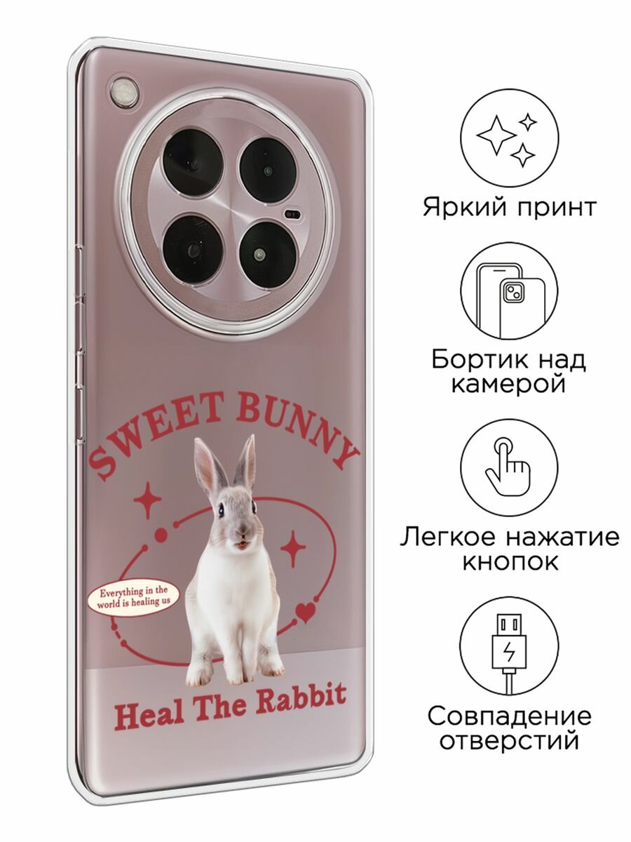 Чехол на Infinix Zero 40 4G / Инфиникс Зеро 40 4G с принтом "Heal the rabbit", прозрачный — фото 1