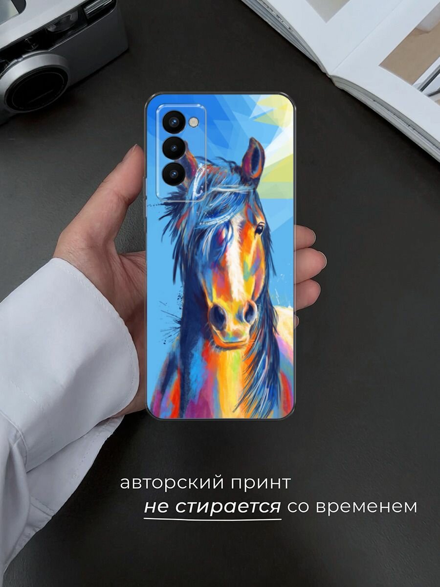 Чехол на Tecno Camon 18P / Техно Камон 18Р с принтом "Лошадь арт 3" — фото 1