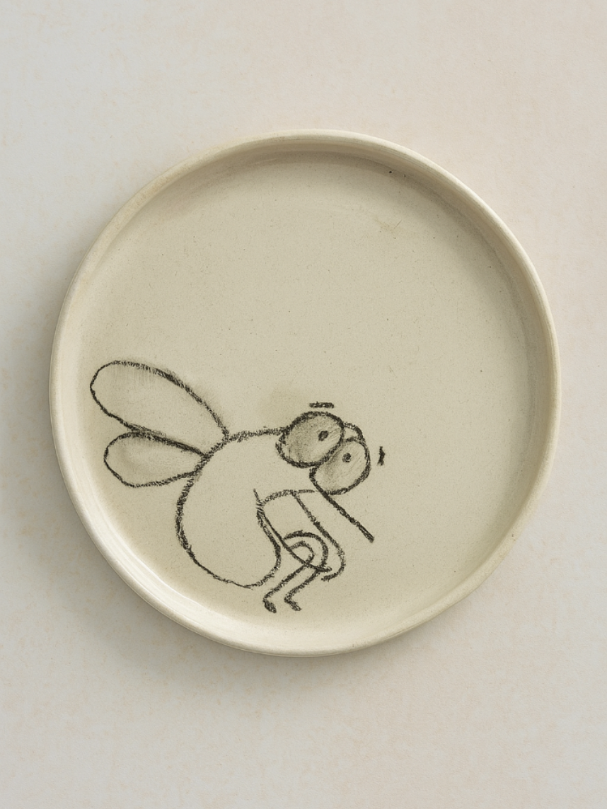 Тарелка ручной работы «Муха», керамика, 11 см