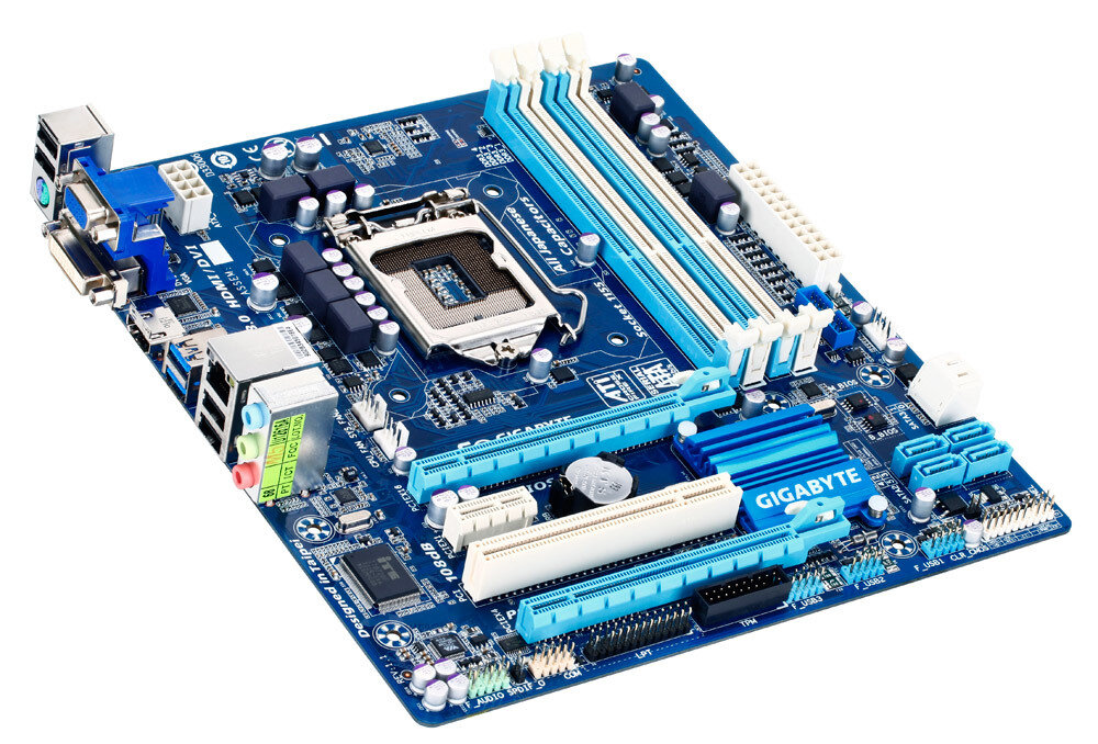 Материнская плата GIGABYTE GA-H77M-D3H rev1.1 LGA1155 2xPCI-E+Dsub+DVI+HDMI+GbLAN SATA RAID MicroATX 4DDR3