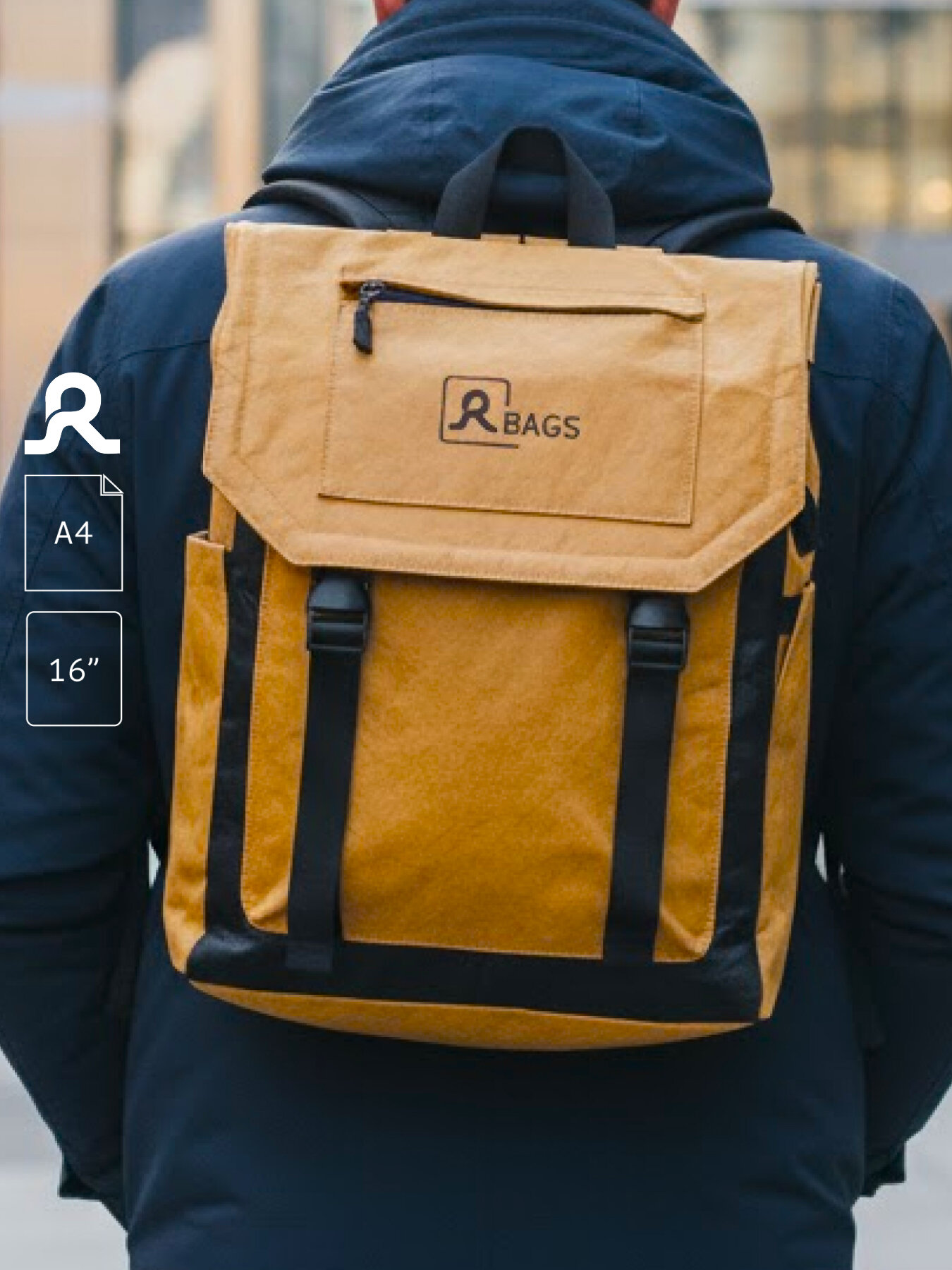 Рюкзак городской мужской/женский большой 25-30л, для ноутбука 16", с потайным карманом, стильный, крафтовый, винтажный