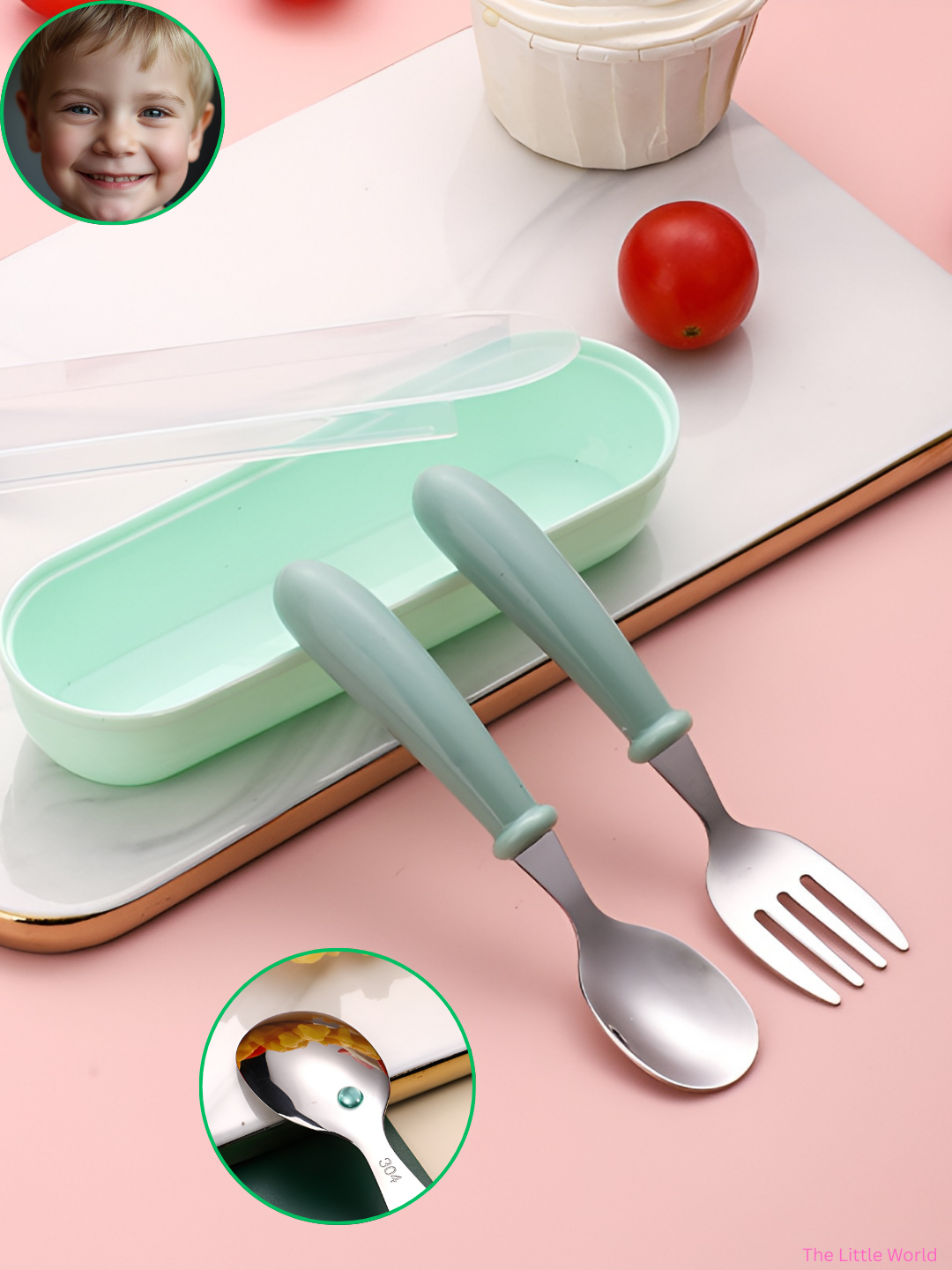 Детский набор столовых приборов из нержавеющей стали, ложка, вилка