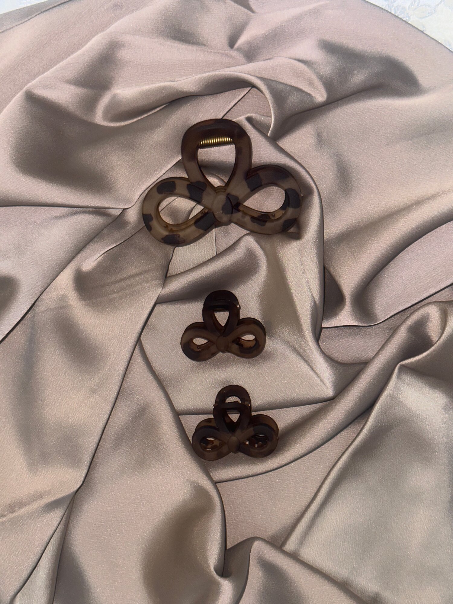 Набор заколок для волос тигровая петелька ,3в1, цвет кофейный