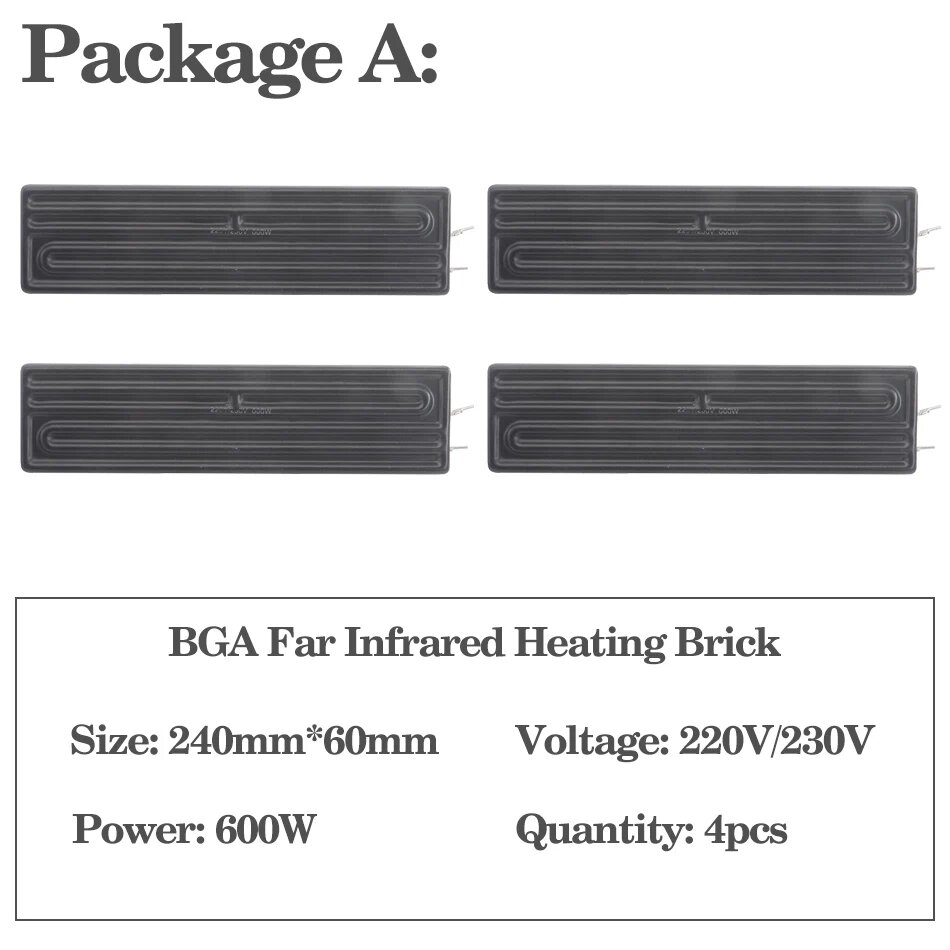 Инфракрасные нагреватели BGA 240*60 мм, 600 Вт, 220V, 4 шт