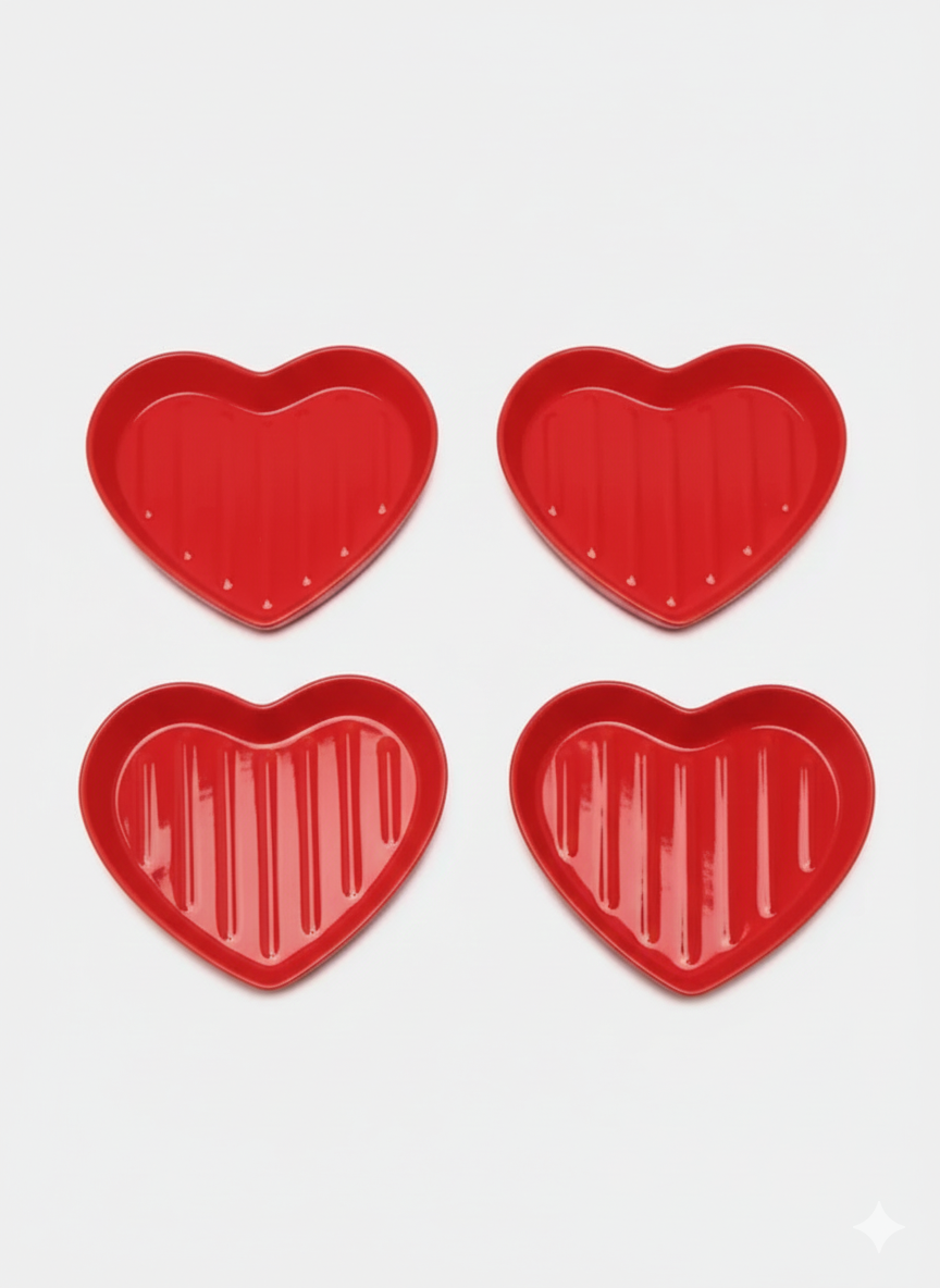 Тарелки GOLD HAPPY KITCHEN, керамика, красный, форма сердце, диаметр 24 см