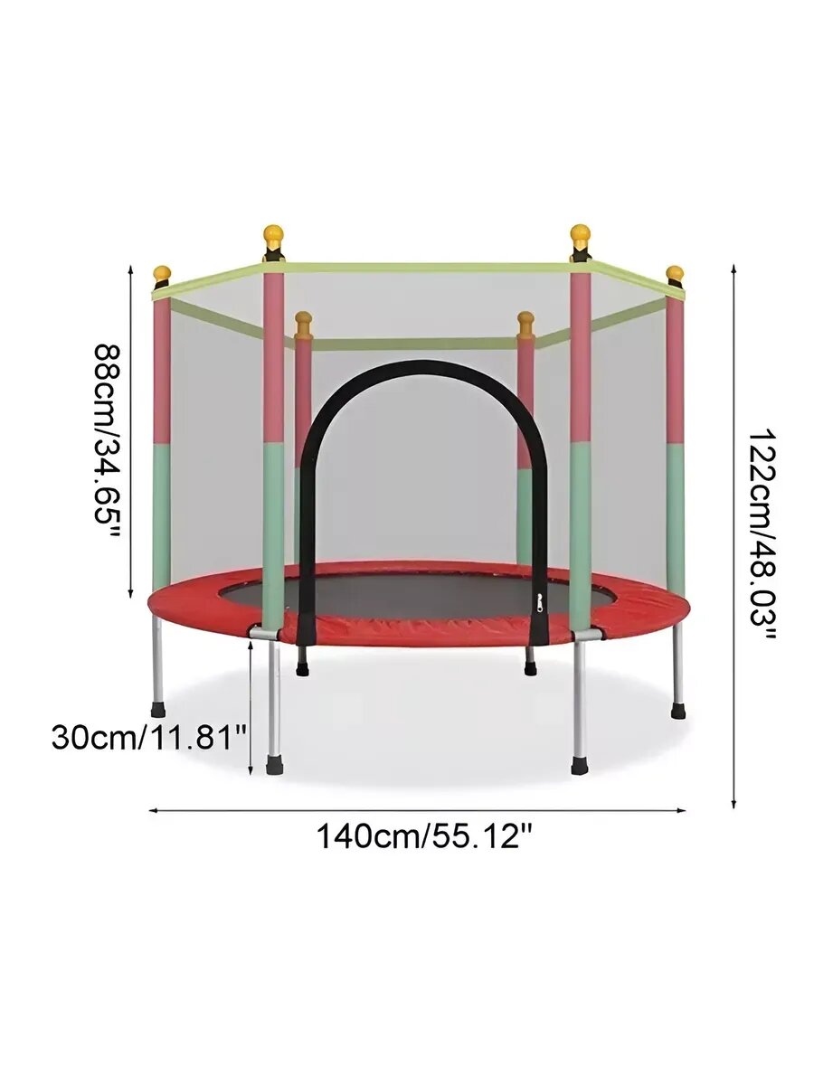 Батут детский сс сеткой каркасный металл для дома и улицы 140 см — фото 1