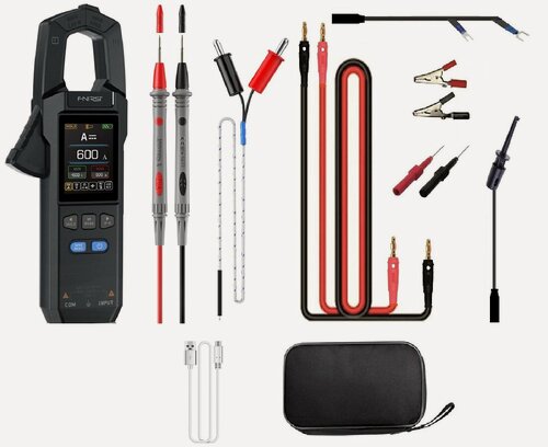 Изображение товара Клещи токовые профессиональные FNIRSI DMC100 SPECIAL True RMS до 600 А. Гарантия 2 года. 20 функций.