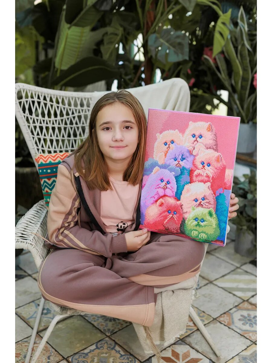 Алмазная мозаика на подрамнике 30x40 "Пушистые котята" — фото 1