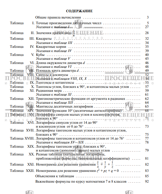 Книга Просвещение "Четырехзначные Математические Таблицы", В. М. Брадис, 2025 г, 96 стр. — фото 1