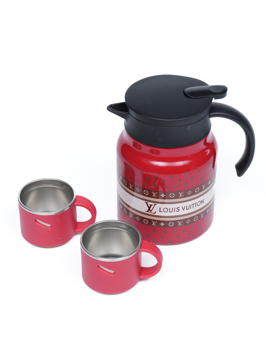 Подарочный термос-термокружка для напитков, набор с 2 чашками, 1 л — фото 1